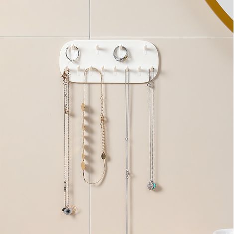 2 pièces, affichage de bijoux muraux, pendentifs, colliers, porte-bijoux au mur, crochets de stockage, crochets pour boucles d'oreilles, porte-bijoux pour collier, bague，14  6  1.5cm