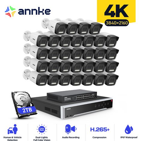 ANNKE 32 Kanal Überwachungskamera Aussen Set mit 32 PoE IP Kamera Nachtsicht, Bewegungserkennung, IP67,2TB HDD (1/5)