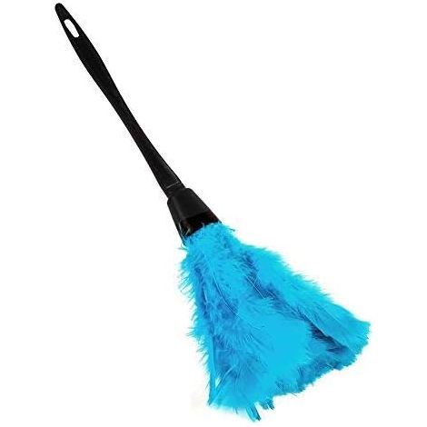 Plumeau à plumes - Plumeau à plumes de dinde, brosse douce avec manche noir, outil de nettoyage pour meubles, claviers et voitures (1/5)