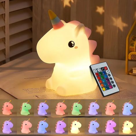 Veilleuse Enfant Licorne Rechargeable USB Lamp Tactile en Silicone 16 Couleurs et 5 Luminosité Lampe de jardin terrasse extérieur 30 (1/5)