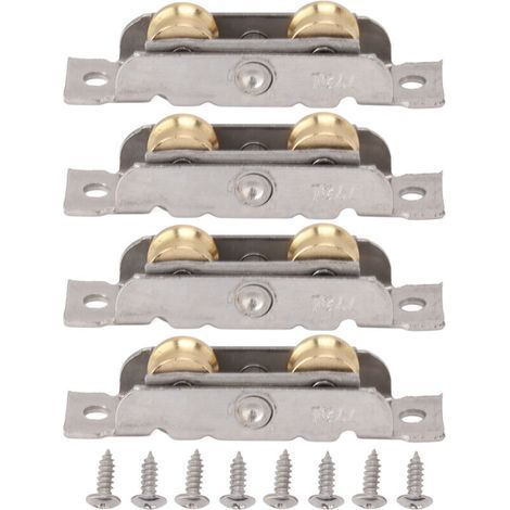 Roulettes pour Porte Coulissante de Patio – Lot de 4, Acier Inoxydable et Cuivre, Roulements à Billes, Convexes pour Verre (1/5)