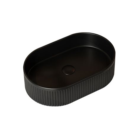 Lavabo rectangulaire 50cm – Rayures élégantes – Noir – Sans robinet – SdB moderne – Design épuré (1/5)