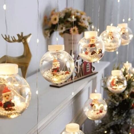 Guirlande lumineuse solaire à 10 LED, 【Alimentation solaire】 pour l'extérieur et l'intérieur, décoration de Noël (Père Noël) (1/5)