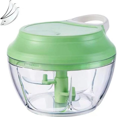 Hachoir Manuel - 3 Lames Incurvées - Pour Ail Oignon Légumes Herbes Fruits - Sans Électricité - Portable Et Lavable En Machine - 1 Pièce (1/5)