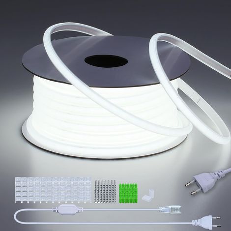 COB LED Strip AC 220V Outdoor Waterproof 30m Very Bright 300W 6000K Cool White LED Strip 10W/m CRI 90+ 288LEDs/m Flexible Cuttable for Bedroom, Gaming, Office, Outdoor Pergola (1/5)