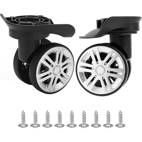 1 Paire Roues à Bagages, Roues de Doubles Silencieuses Spinner 360 Degrés, Remplacement Roue de Valise Plastique, Pièce Rechange Roulette Muettes Universelle, Roues à Double Rangée Changer Réparer (1/5)