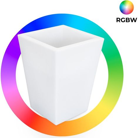 Macetero Cuadrado LED RGBW - 12W - Recargable - Mando A