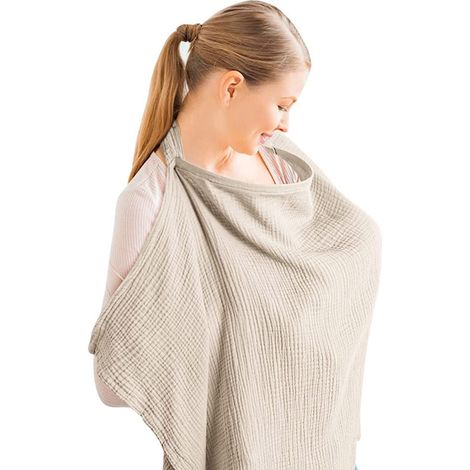 Offre exceptionnelle à petit prix Couverture d'allaitement en mousseline, couverture en coton respirant pour allaiter et tirer son lait avec armature rigide - Glad (1/5)