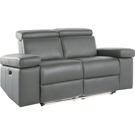 Fauteuil inclinable 2 places électrique en cuir et PU gris (1/5)