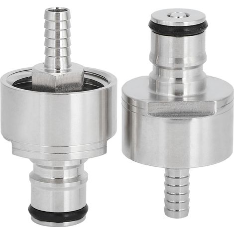 Lot de 2 bouchons de carbonatation en acier inoxydable avec embout cannelé à bille de 5/16 po, compatibles avec les bouteilles PET pour boissons gazeuses. (1/5)