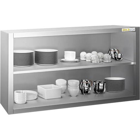 Placard mural inox 1200x400 mm - Hauteur 650 mm ouvert PREMIUM - GOLDINOX (1/4)