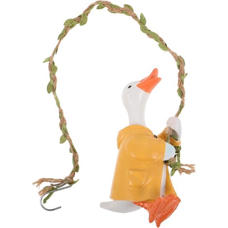 Décoration Murale Animalière Statue De Canard Accrochée à Une Corde Figurine De Canard Grimpant Accrochée à Une Corde Jolie en Résine Garden Decor (1/5)