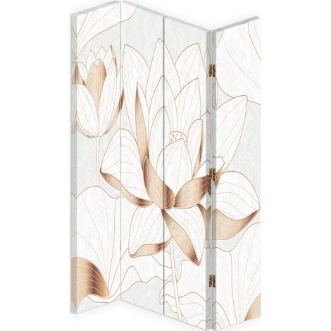 Paravento bilaterale 360, Fiore di loto in beige - 145x170 (1/5)
