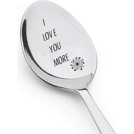 Cuillère En Acier Inoxydable - Gravée 'I Love You More' - Cadeau Pour Saint-Valentin - Pour Lui Pour Elle - 1 Pièce (1/5)