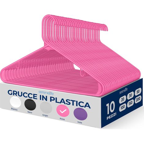 SereneLife Grucce Appendiabiti Plastica Premium 10 Pezzi Salvaspazio, Ultra-Sottili e Appendiabiti per Camicie, Maglioni, Felpe, Abiti e Abbigliamento Bambini, Leggere, Stampelle Armadio Antiscivolo (1/5)