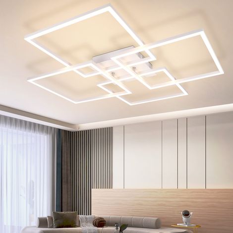 GBLY Deckenleuchte LED Deckenlampe Wohnzimmer - 4 Weiß Rahmen Schlafzimmerlampe Modern Wohnzimmerlampe 32W 3000K Küchenlampe Warmweiß Esszimmerlampe Rechteckig Design für Schlafzimmer Esszimmer (1/5)