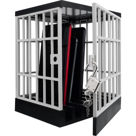 Handy-Gefängnis abschließbare Box mit Schloss für bis zu 6 Handys, Grau