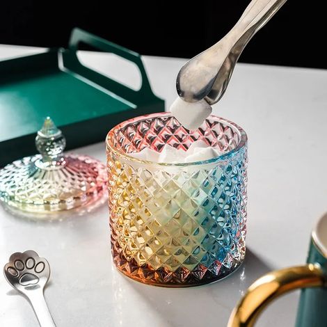 Bocal à bonbons en verre de luxe avec couvercle, boîte de rangement pour noix, objet de décoration de bureau.