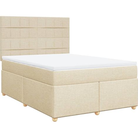 Maison Exclusive - Giroletto a Molle con Materasso Crema 140x200 cm in Tessuto (1/5)