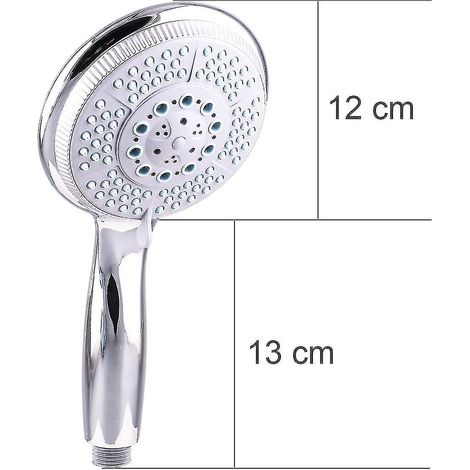 Pommeau de douche haute pression avec 5 jets réglables, puissant et large, compatible avec la douchette universelle de remplacement (1/3)