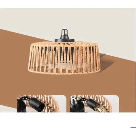 Ventilateur plafond en corde 4 douilles E27 (sans ampoules), style campagne pour salle à manger et bureau VENTILATEUR DE PLAFOND (1/4)