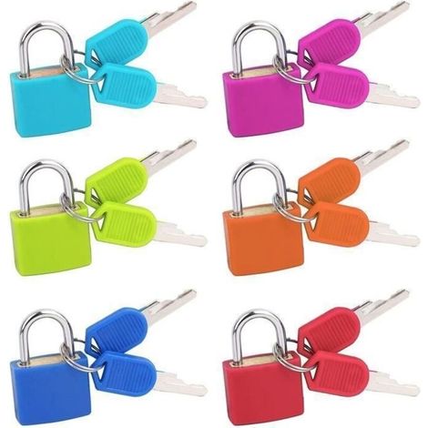 Mini Padlocks with Key, 6-Piece Multicolored Small Suitcase Padlocks Luggage Locks for Suitcases, Diaries, Travel Bags, and Wardrobes (1/4)