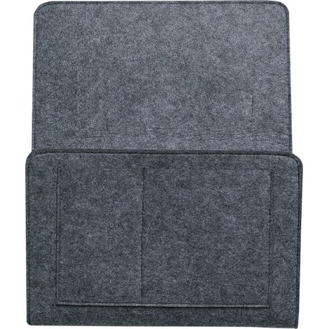 Bett- und Sofa-Organizer [Hängeaufbewahrung] Bettaufbewahrungstasche mit mehreren Fächern aus schwarzem und silbernem Filz (32 cm) für Handy, Tablet und Bücher (1/5)