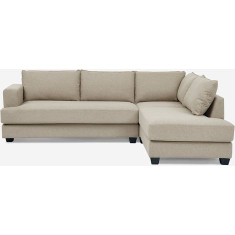 Sofá de 3 plazas esquinero de diseño con chaise longue de tela beige Avior