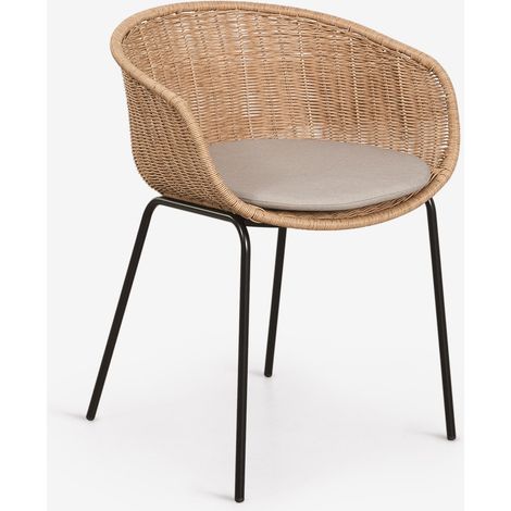 Set di 4 sedie da pranzo con braccioli in rattan sintetico e acciaio New Tulua SKLUM            