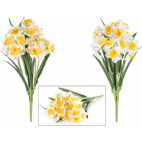 Mazzi a bouquet di narcisi artificiali, set da 4 pezzi, cm 37 H (con gambo 47)