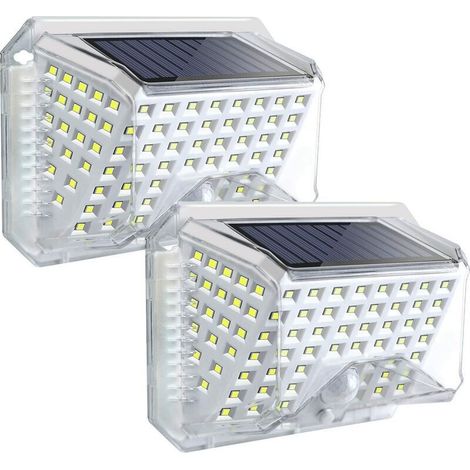 2pcs Lampe Solaire Exterieur LED Lumiere Eclairage avec Detecteur de Mouvement 270° Angle IP65 Etanche Spot Solaire Extérieur sans Fil pour Jardin Porche Balcon (1/5)