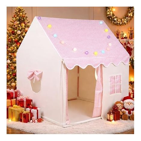 Tente d’intérieur Cache-Cache Rose pour Enfant, cabane à Montage Rapide sans Outil, avec lumières décoratives et Portes modulables pour Jouer, Lire et Faire la Sieste (1/4)