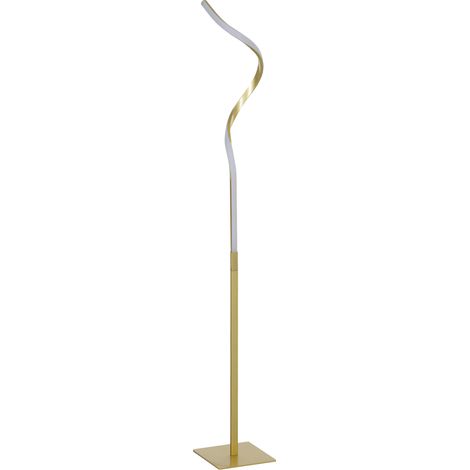 Lámpara de pie LED en espiral con 3 niveles de brillo e interruptor de pie, color dorado. (1/5)
