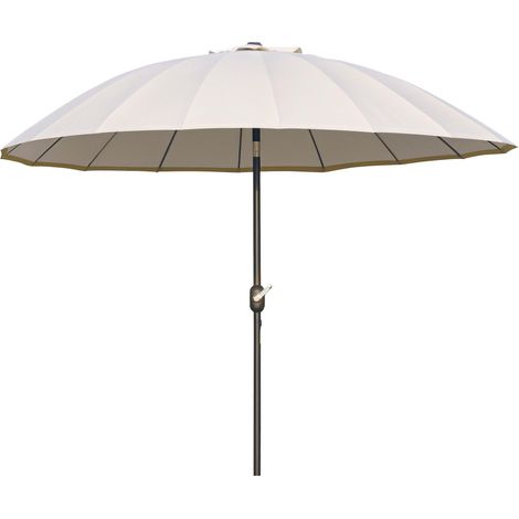 Parasol de jarden Ø250x240 cm avec manivelle, enclenable et doté de 18 baleenes, couleur crème., parfait pour profiter de l'ombre et de la protection solaire dans votre jardin, sur votre balcon ou ...