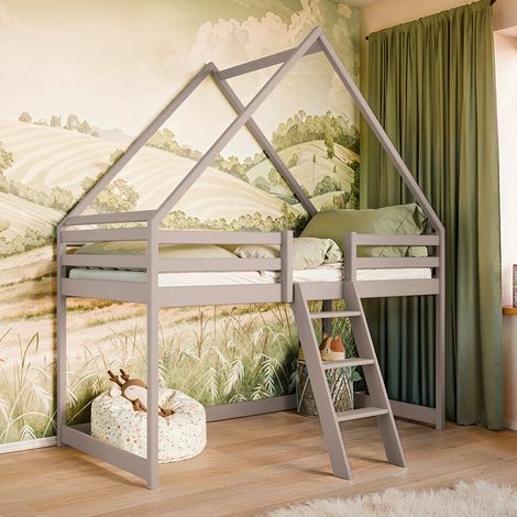 Letto a mezza altezza 90x200 con rete a doghe Coraline Cashmere (1/3)