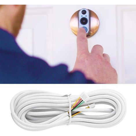 Câble en cuivre pour système de visiophone Câble Souple en PVC Blanc Flexible Rond à 4 conducteurs de 25 m, pour système de visiophone (1/5)