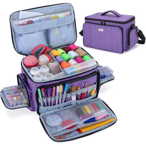 Sac Rangement pour Kit de Couture Haute Capacité  Boite de Accessoires de Couture avec Bandoulière, Boite a Couture (1/5)