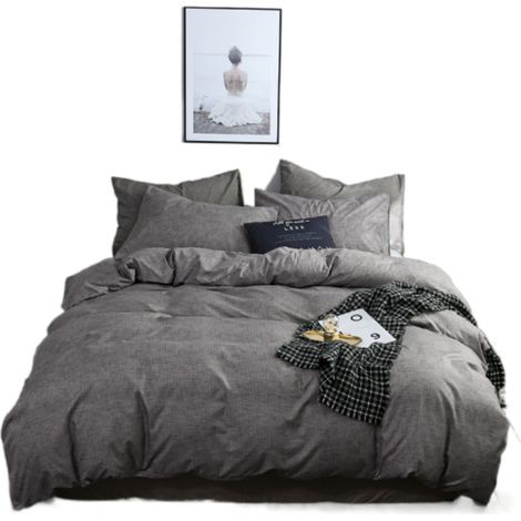 Ensemble housse de couette et taies, 2 pièces, coloris gris cacao, 135×200 cm + 2 taies (1/5)