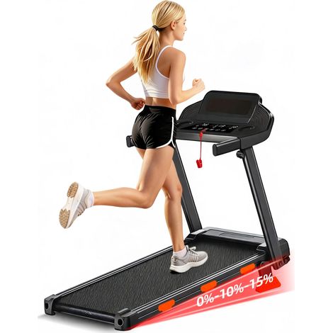 BAYMATE Tapis de course compact – Surface 37x91 cm – 11.6 km/h – Inclinaison 15% – Charge 159 kg – Pliable – Cardio à domicile