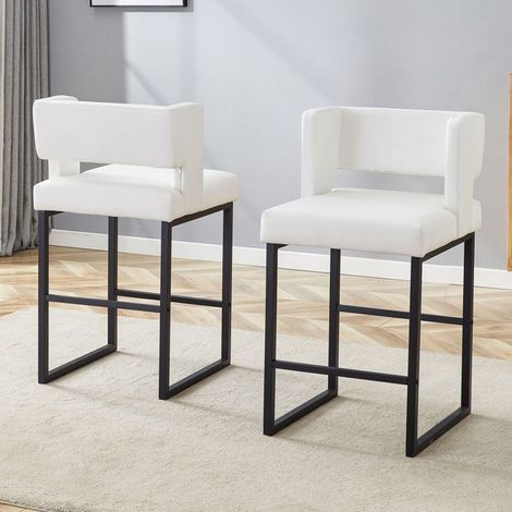 Chaise Scandinave 2 pièces blanc design carré moderne pieds en métal noir léger confortable (1/5)