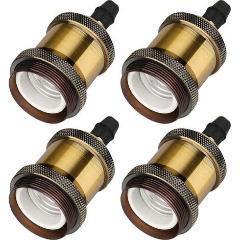 E27 Vintage Bronze Ampoule douille, Edison retro Support de Lampe, Solide céramique adaptateur, 4 Pièces (1/5)