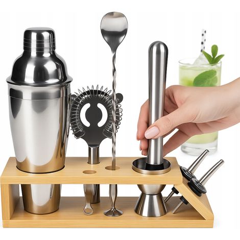 10-in-1 Barkeeper-Set für Getränke mit Bambusständer – Sommergeschenk für Partys (1/5)