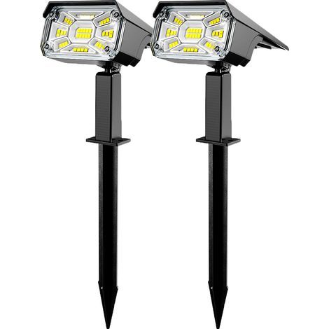 Lot de 2 Lampe Solaire Exterieur, 3 Modes Spot Solaire Exterieur Jardin, Fonction 2 en 1 et IP65 Étanche,Super Brillante lumiere solaire Pour Arbre, Cour, Allée, Chemin, Blanc Froid (1/5)