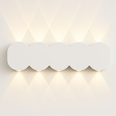 Applique da Muro 10 Led Lampada a Parete Bianco con Luce Bianco Caldo 26x8x3cm