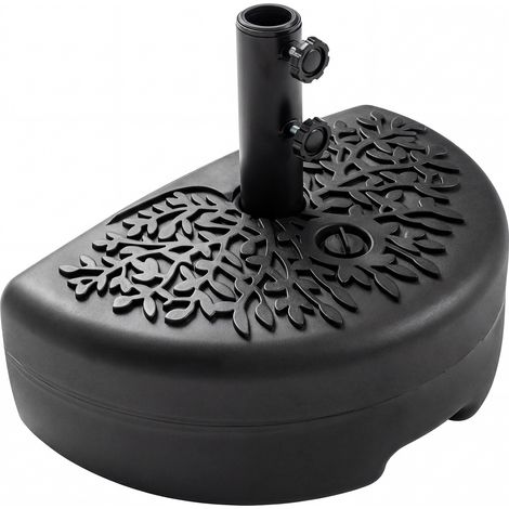 25 kg Socle Demi-Rond pour Parasol, Support de Parasol Remplissable d’Eau et de Sable, Compatible avec Mâts de 40 mm et 48,5 mm (1/5)