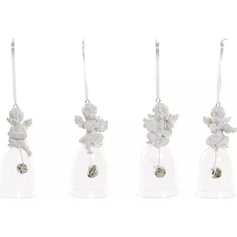 Decorazione di Natale - DKD Home Decor - Set di 4 Angeli - Resina e Vetro - Multicolore - 5x5x10,5 cm (1/5)