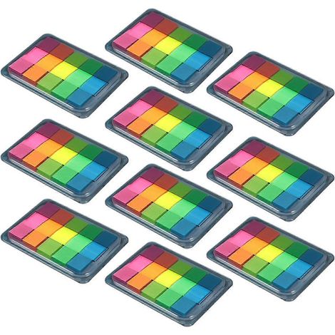 Lot de 10 blocs-notes adhésifs avec étiquettes adhésives, couleurs fluorescentes, adorables, pour le bureau et l'école (colorés).-Colorful (1/4)