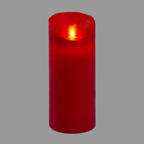 Bougie LED en cire rouge Flamme vacillante à piles H18cm Timer Blanc chaud Lotti (1/5)