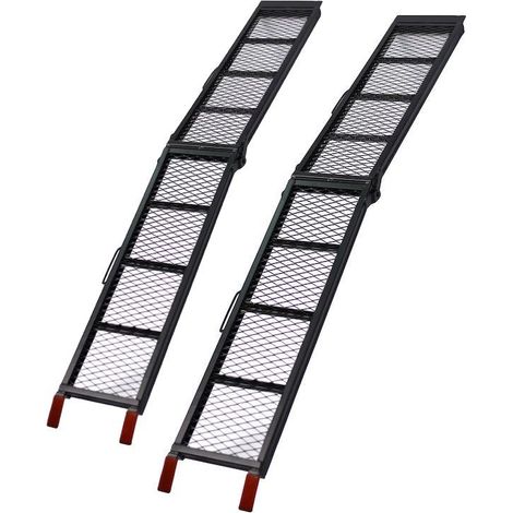 Paire de Rampes de chargement noire moto pliable 340 kg 203 cm de long (1/5)