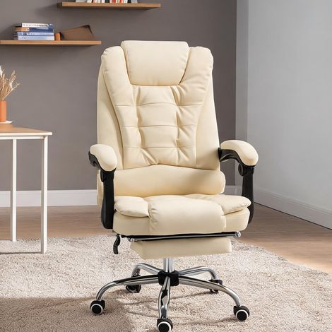 Chaise de bureau crema en pelle PU metallo 65 x 160 x 104 cm (1/5)